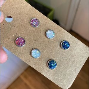 eW Faux Druzy Stud 4th of July Earrings